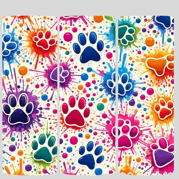 Ink Splattered Paw-Prints 20 oz Tumbler - Picture 1 of 4